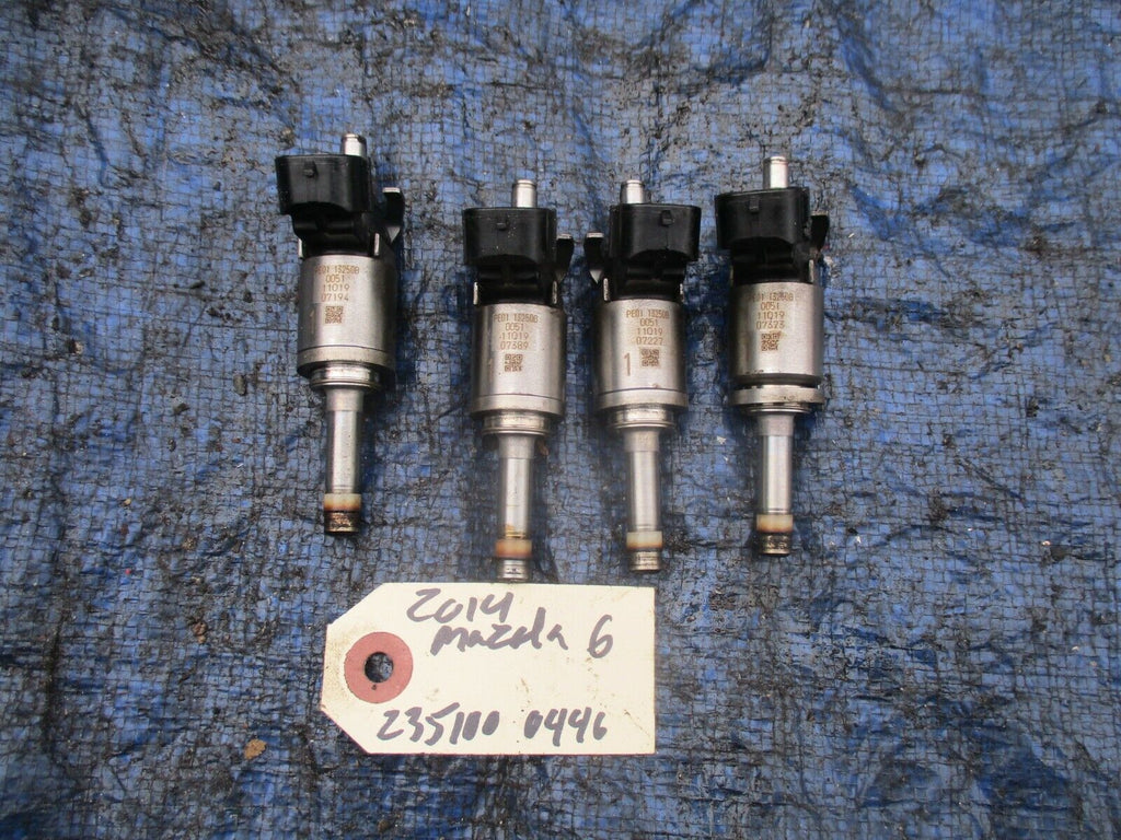 2014 Mazda 6 fuel injectors set OEM PE01 13250B 0051 11Q19 07227 engine motor 